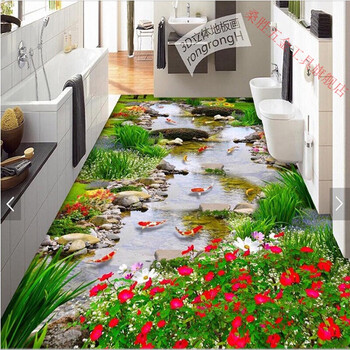 3d立体画地画花朵草地草坪卫生间厨房瓷砖滑地板砖瓷砖釉面uv耐磨抛光