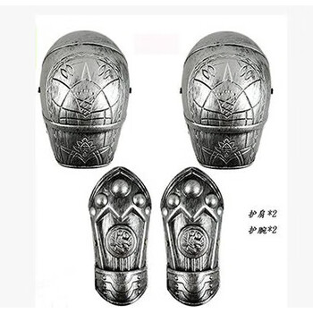 三国将军古装演出服二郎神铠甲战袍盔甲小将套装 银色护肩 护臂(均码)