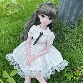 定制60厘米娃娃芭比古装衣服jk制服夜萝莉仙子冰灵公主裙婚纱cm 白色