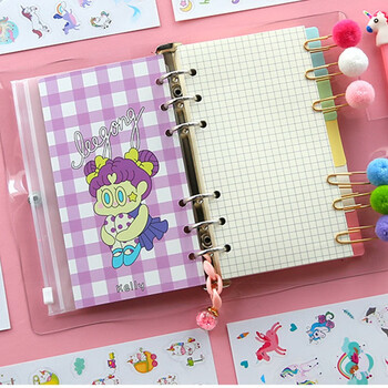 誉禾活页手账本可爱简约透明笔记本横线方格少女心网红记事本日程本伴手礼 4222-A6小女孩