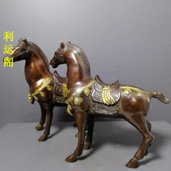 珍藏中國古紫銅彫塗金塗銀唐馬抬頭馬馬上發財時代物中国古美術