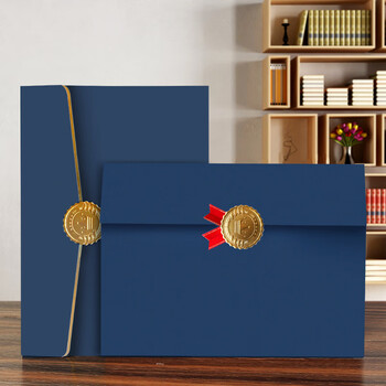 得印A4空白荣誉证书外壳奖状纸聘书培训结业证书颁获奖三折页竖款附6张可打印内芯蓝色0580 5本