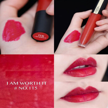 欧莱雅loreal不拔干小钢笔印迹哑光唇釉129130134牛血色日落色115