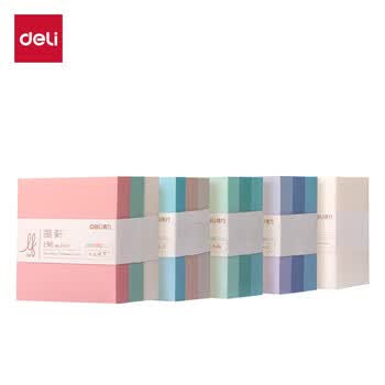 得力（deli）膜类便利贴渐变记事贴76mm*76mm便签本便条纸400张 膜类可书写BT407晨曦来信