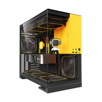 几何未来（GeometricFuture）Model5悟空电脑机箱 黑黄（支持EATX主板/50系显卡/420/360冷排/海景房/TypeC接口）