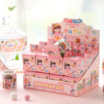 可爱卡通人物女孩手账装饰素材离型纸手帐胶带 [闪闪甜味满分]盲盒