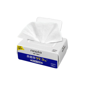 妮飘（Nepia）消毒卫生湿巾除菌率99.9%大包装无刺激清洁湿巾80抽6包