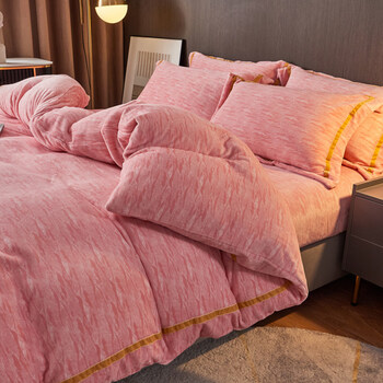 水星四件套牛奶绒双面珊瑚绒四件套床上用品加厚双面冬季牛奶法兰被套