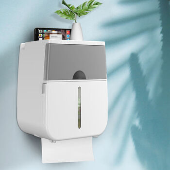 厕所放卫生纸置物架抽纸盒免打孔壁挂式防水卫生间纸巾盒卷纸架灰色