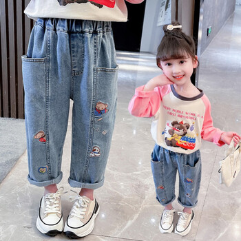 可歆宝贝(kexinbaobei)童装小女孩卡通牛仔裤网红春秋款儿童休闲女童
