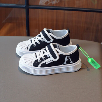 韩颜康元响童鞋儿童帆布鞋男童板鞋女童布鞋832黑色26码内长17