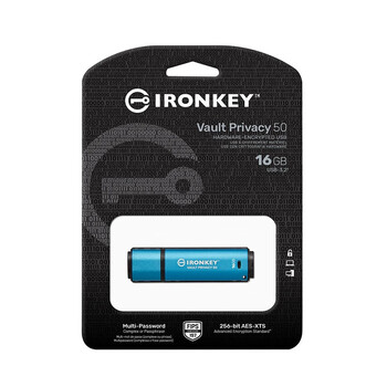 金士顿（Kingston）16GB U盘 IKVP50 256位AES专业硬件金属加密优盘 双重写保护 读速高达250MB/s