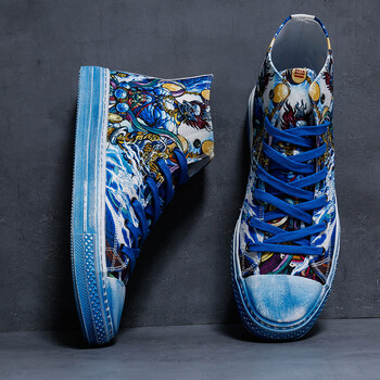 jifffly国潮品牌 雷神山海经鞋子男潮鞋中国风板鞋国潮hiphop帆布鞋