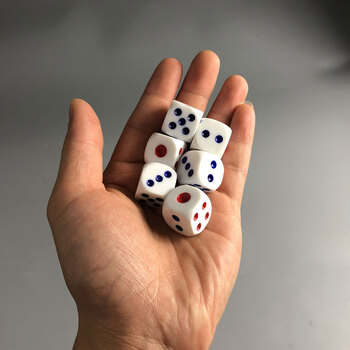 红色骰子碗特大号白色活动筛子博饼碗专用麻将数字18mm白色6颗亚克力