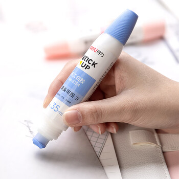 得力（deli）35ml笔型双头手工白胶 学生开学文具DIY白乳胶 无甲醛可水洗胶水 学习用品 颜色随机1支装 6354