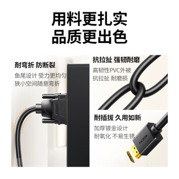 绿联（UGREEN）HDMI转DVI转换线DVI转HDMI 4K高清转接头双向互转 笔记本电脑显卡机顶盒投影仪显示器连接线10米