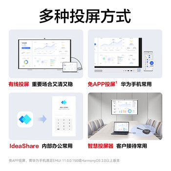 华为（HUAWEI）会议平板一体机IdeaHub B2 Base青春版65英寸 4+32G 移动支架+遥控器+书写笔