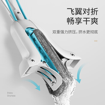 美丽雅拖把免手洗海绵吸水可伸缩地拖擦地墩布胶棉拖把38cm共2个拖头