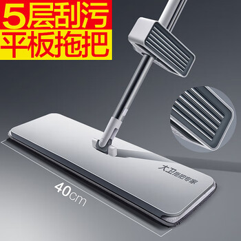 大卫 家用懒人一拖净加长免手洗拖地拖布两用1杆2头 P12-2平板拖把