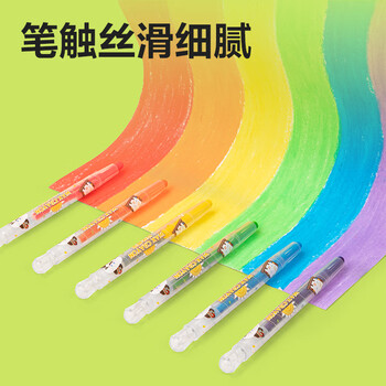 得力（deli）24色有点艺思圆杆旋转蜡笔(24色/盒)可水洗儿童油画棒涂色笔旋转出芯HM855-24美育工具