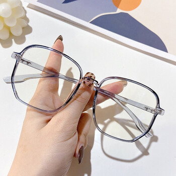 防辐射抗疲劳眼镜近视女素颜神器可配度数蓝光护目镜框大框 雾霾蓝框