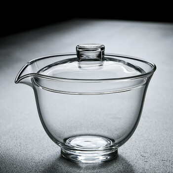 水晶玻璃盖碗 加厚玻璃茶具大号盖碗三才碗茶碗茶杯泡茶器手抓壶 透明