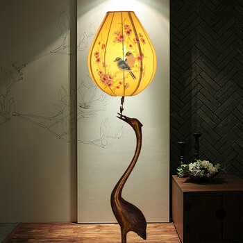 中式灯全铜落地灯龟鹤延年灯古风灯仙鹤灯古典灯具中国风禅意 黑色