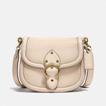 送女友蔻驰coach奢侈品女士专柜款beat系列小号马鞍包单肩斜挎包象牙