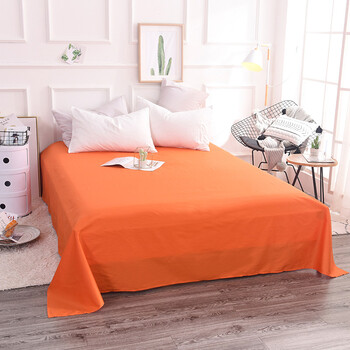 全棉单件床单结婚18m床大红色纯棉婚庆单双人被单学生宿舍eh纯色橘色