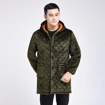 海尚唯旭冬季男士罩衣加绒加厚工作服中长款连帽外套夹棉保暖棉服休闲