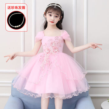 瓦林卡白纱裙女童儿童婚纱裙小孩10岁夏天公主裙小主持人礼服连衣裙