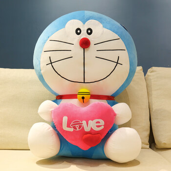 叮当猫毛绒玩具猫咪抱枕娃娃系列生日礼物 yl坐姿哆啦a梦公仔(抱爱心)