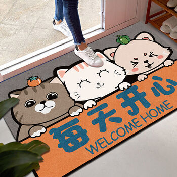 垫卧室门口脚垫浴室防滑垫家用卫生间吸水地毯每天开心三只猫60120cm