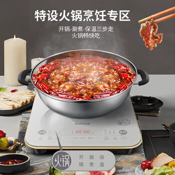 苏泊尔（SUPOR）家用电磁炉2200W大功率触控多功能预约定时22档火力调节配双锅C22-IA09