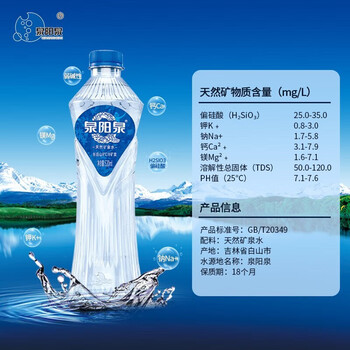 泉阳泉（QUANYANGQUAN）  天然矿泉水 长白山8℃冷矿泉 520ml*24瓶 蓝粉包装随机发货
