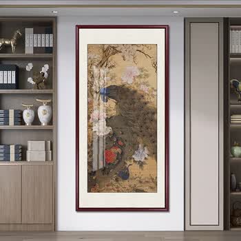 国画孔雀牡丹型号规格- 京东