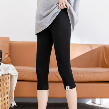莫代尔弹力七分打底裤女夏薄款加肥大号胖m200斤外穿中裤黑色2xl适合