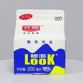 光明look酸奶盒装噜渴原味酸奶饮品冷藏牛奶200ml10盒