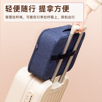 得力(deli)防水防尘证件收纳包 家用大容量多功能包文件包事务包公文包内置PP隔板 三层 深蓝色  