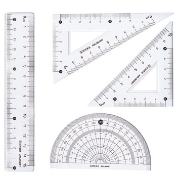 晨光(M&G)文具优品防粘套尺尺子套装小学生考试 4件套直尺15cm+三角尺*2+量角器中高考