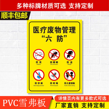 医疗废物标识标签医院垃圾分类标志标贴危险废物贴纸温馨提示牌(soul