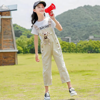 雾绡女童背带裤套装中大童女孩子衣服春季服装11岁小孩子秋装中童女装