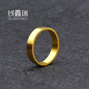 钱鑫瑞黄金戒指足金999素圈尾戒圈戒纯金亮面平板指环情侣款对戒男女