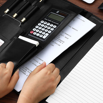 嘉然恒 A4多功能文件夹商务皮质经理夹大耳朵款汽车4S店房产销讲夹销售夹带计算器便签本可定制 棕色 嘉然恒 A4多功能文件夹商务皮质经理夹大耳朵款汽车4S店房产销讲夹销售夹带计算器便签本可定制 棕色