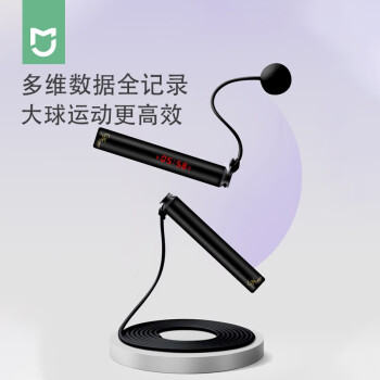 培林体育智能计数跳绳米家APP互联成人儿童燃脂计数考试训练中考专用跳绳 无绳+3米绳】附收纳袋/黑色