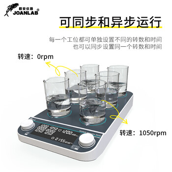 JOANLAB群安仪器 数显加热磁力搅拌器实验室无刷电机四联多联电磁搅拌机小型搅拌台 MMS4Pro（可同步/异步）