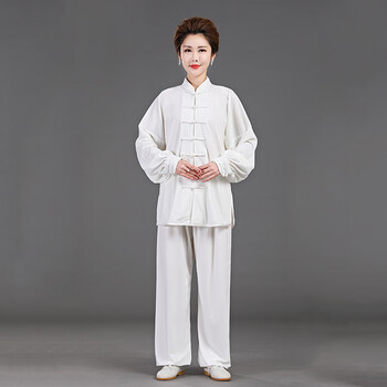 春秋季太极服 加厚太极服 成年男女太极服练功服 新款纯色太极服 白色