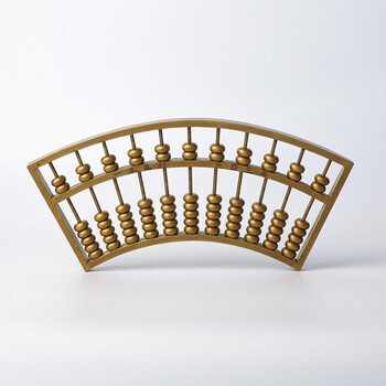 毛笔装饰架样板房书桌玄关工艺品禅意软装创意摆件饰品 铜制扇形算盘