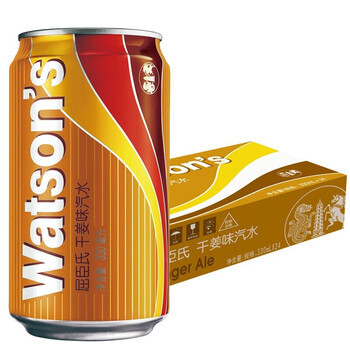 屈臣氏watsons苏打汽水干姜味330ml24罐年货送礼