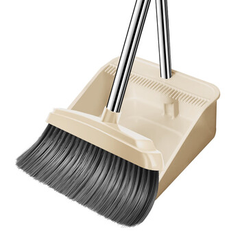 利临极简轻奢扫把簸箕套装梳齿型扫把家用防风笤帚卡其色